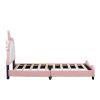 Cute Twin size Upholstered Bed With Unicorn Shape Headboard,Twin Size Platform Bed with Headboard and Footboard,White+Pink