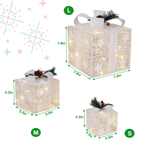 Christmas gift decoration box, gift box, LED lighting gift box, holiday decoration, box gift box, living room decoration, Christmas tree partner