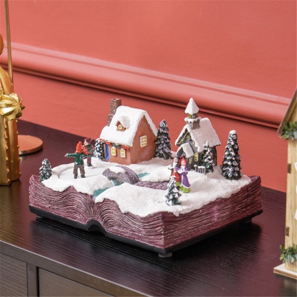 Christmas decoration ornaments, resin snow house ornaments for Christmas indoor atmosphere, indoor luminous decorations, Christmas gifts