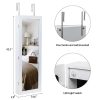 Non Full Mirror Wooden Wall Mounted 4-Layer Shelf, 2 Drawers, 8 Blue LED Lights, Jewelry Storage Mirror Cabinet - White