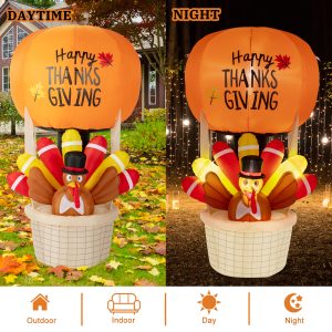 6ft 15W 5 LED Lights Turkey Hot Air Balloon Garden Turkey Decoration