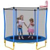 5.5FT Trampoline for Kids - 65" Outdoor & Indoor Mini Toddler Trampoline with Enclosure, Basketball Hoop and Ball Included