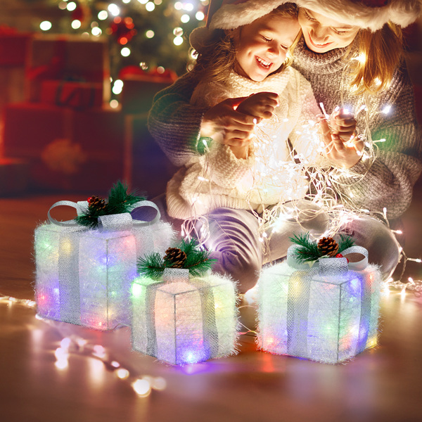 Christmas warm decoration, luminous gift box, lighting box, interior decoration, living room decoration, party decoration, Christmas gifts