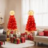 Christmas hat with lights, style Christmas tree, red Christmas tree, glowing tree, lights with trees, Christmas gifts, Christmas interior decoration, room decoration