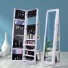 360 Degree Rotation Full-Body Mirror Cabinet PVC Film Moisture-Proof Dressing Mirror Cabinet Super Storage Jewelry Storage Mirror Cabinet White