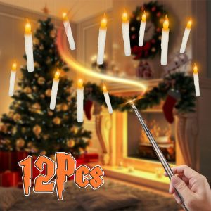 Halloween decorations, magical floating lights, magic lights, flickering candlelight, etc., with magic wand, Halloween party lights, battery candles, hanging lights, etc