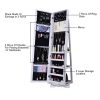 360 Degree Rotation Full-Body Mirror Cabinet PVC Film Moisture-Proof Dressing Mirror Cabinet Super Storage Jewelry Storage Mirror Cabinet White