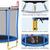 5.5FT Trampoline for Kids - 65" Outdoor & Indoor Mini Toddler Trampoline with Enclosure, Basketball Hoop and Ball Included