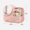 Makeup Storage Organizer Box with Led Lighted Mirror Pink