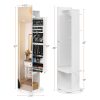 Jewelry Armoire with Full Length Mirror 360° and Large Capacity Jewelry Organizer Armoire, Mirror with Jewelry Storage, Coat Rack，Multi Storage Shelves