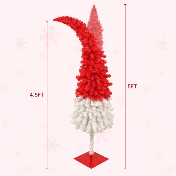 Christmas hat style Christmas tree, indoor and outdoor decorations for Christmas, home party decorations, Christmas tree with remote control of LED lights, curved Christmas hat tree at the top