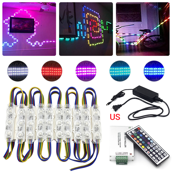 Ultrasonic Colorful Module+Remote Control+Power Atmosphere Lantern RGB 5050 LED Storefront Window LED Module Light Waterproof Letter Sign Lights US