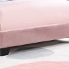 Upholstered Twin Size Platform Bed for Kids, Wooden Bed Frame with Slatted Bed Base, No Box Spring Needed, Cute Bed Frame with Shell Design Headboard for Girls Boys Teens, Pink