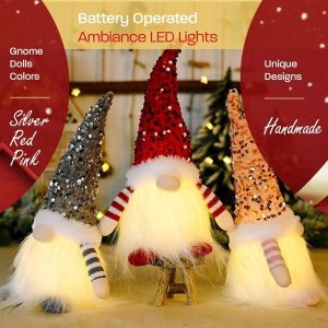 Three piece set of luminous Santa Claus dolls, handmade toys, Christmas elves, Christmas decorations, bedside decorations, Christmas gifts, and souvenirs