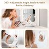 Travel Makeup Mirror with Lights, Portable Vanity Mirror with 5X Lighted Magnification, 3 Color Lights, 1000mAh Battery, Freely Adjust Height and Angle