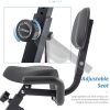 About this item Folding Exercise Bike, Fitness Upright and Recumbent X-Bike with 16-Level Adjustable Resistance, Arm Bands and Backrest Functional Foldable Design - Get intensive workout with an upright position, or easily convert it to recumbent exercise position for a casual workout. Folds up and out of the way when you're done with your workout. Large LCD Display - Monitor your your workout in speed, distance, heart rate, calories burnt, and time add up to keep your motivated. Convenient phone/pad holder equipped to dock your device for reading or entertaining. 10-Level Adjustable Resistance - Warm up with easy pedaling and then increase intensity to make the most out of your workout. Other Features - Innovative arms bands for upper body strength training. Pedals with straps to keep your feet in place to increase stability. Transport wheels help you move the bike out of the way fast and easy. Measurement - Recumbent Size: 30.7'' x 19.7'' x 42.3''(L x W x H); Upright Size: 25'' x 19.7'' x 47.6'' (L x W x H); Folded Size: 9'' x 19.7'' x 54.7'' (L x W x H); Weight Capacity: 350 LBS. Inseam Length: 29''~33'' (inch) EXERCISE BIKE Frame Steel Resistance Control 10-Level tension knob Seat Ergonomic over-sized padded seat, 2-way adjustable Display Speed, Time, Distance, Calories and Hand pulse Transport Roller With wheels for easy movement Arm Bands YES Max. User Weight 350 LBS Recumbent Dimensions 30.7'' x 19.7'' x 42.3'' Upright Dimensions 25'' x 19.7'' x 47.6'' Folded Dimensions 9'' x 19.7'' x 54.7'' Product Weight 42 LBS Package Dimensions 45.87'' x 15.35'' x 8.46'' Package Weight 47.62 LBS Assembly Assembly required Tools Tools required during assembly are included in package Folding Exercise Bike Foldable Fitness Stationary Bike Machine Unplugged, no batteries included (customers need to purchase two AAA batteries to install into the display) Magnetic X-Bike with 16-Level Adjustable Resistance