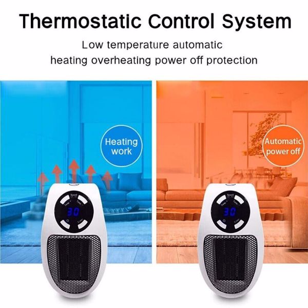 Portable Plug in Wall Space Heater Digital Timer Electric Personal Heater Fan US