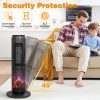 ZOKOP 25" Tower Space Heater with 3D Flame, 1500W Portable Electric Heater with Thermostat, 60° Oscillation, Timer, Remote Control, for Indoor Bedroom Office Home, Black