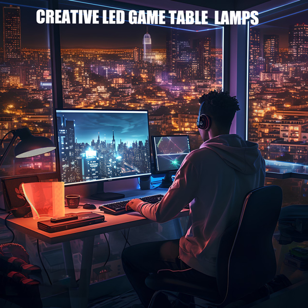 Modern Curved RGB Table Lamps for Bedrooms and Desks - Futuristic Ambient Mood Lighting for Gaming Rooms