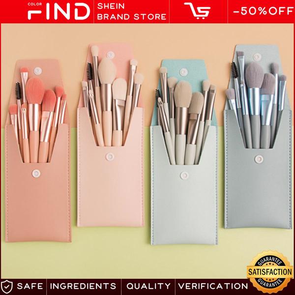 8PCS Makeup Brushes with Bag,Cosmetic Brushes for Face Foundation Blush Eye Shadow(Cyan)