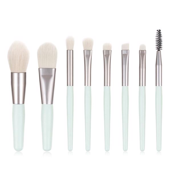 8PCS Makeup Brushes with Bag,Cosmetic Brushes for Face Foundation Blush Eye Shadow(Cyan)