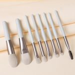 8PCS Makeup Brushes with Bag,Cosmetic Brushes for Face Foundation Blush Eye Shadow(Cyan)