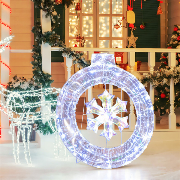 33 Inch Lighted Snowflake Wreath Christmas Decoration,Outdoor decoration