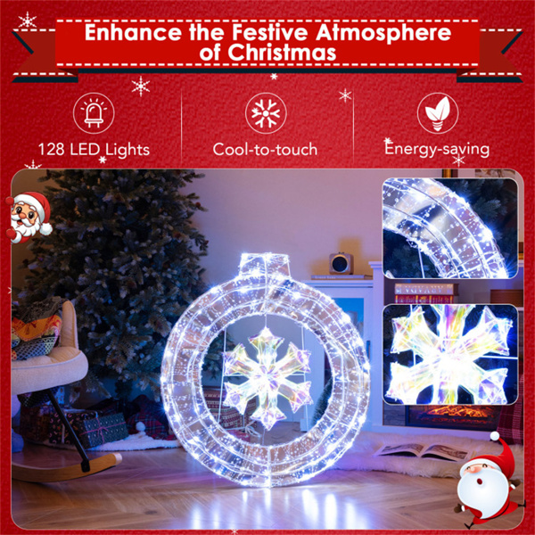 33 Inch Lighted Snowflake Wreath Christmas Decoration,Outdoor decoration