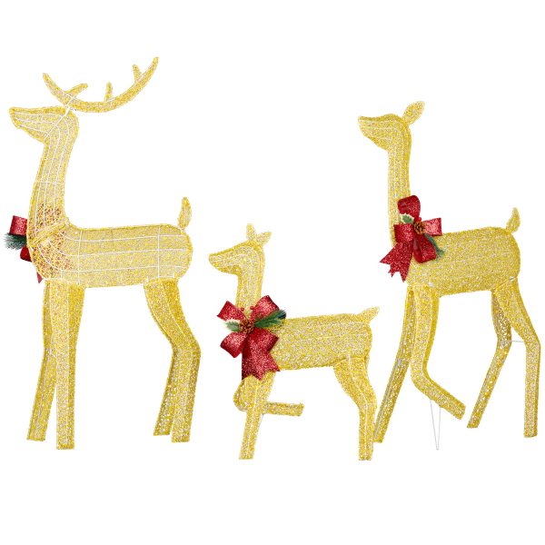 Three reindeer lights, Christmas decorations, outdoor，golden