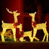 Three reindeer lights, Christmas decorations, outdoor，golden