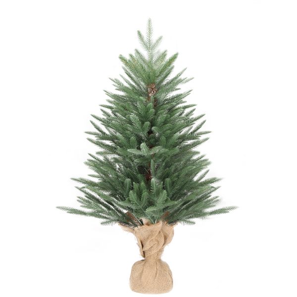 3 FT Tabletop Artificial Mini Christmas Tree with Cloth Bag Base for Bedroom Table Desk Porch, Small Xmas Tree with 100 Branch Tips for Home Office Store Holiday Deco, Green