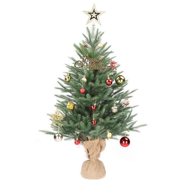 3 FT Tabletop Artificial Mini Christmas Tree with Cloth Bag Base for Bedroom Table Desk Porch, Small Xmas Tree with 100 Branch Tips for Home Office Store Holiday Deco, Green