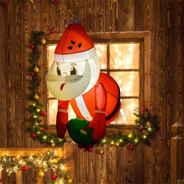 Hanging Santa Claus Christmas decoration，LED lights to create a jolly effect，Interesting window decorations