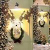 Lighted Christmas Wall Decor Reindeer Head, 39" Pre-lit 3D Rudolph Hanging Wreath for Front Door Window Indoor Outdoor Xmas Decor Lighted Holiday Displays