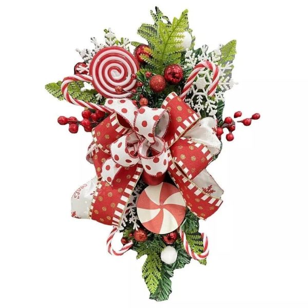 Christmas Candy Wreath Garlands Decor Front Door Wall Hanging Home Decoration