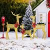 Three reindeer lights, Christmas decorations, outdoor，golden