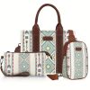 Women's Boho 3-piece Tote Set - lightweight, versatile bag with adjustable straps for everyday use and Christmas gifts