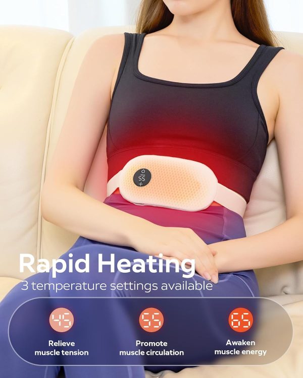 Portable heating pad, heating pad for period cramps, Fast Heating Pad，Wearable Heating Pads for Cramps with 3 Heat，back or tummy heating pad for women and girls